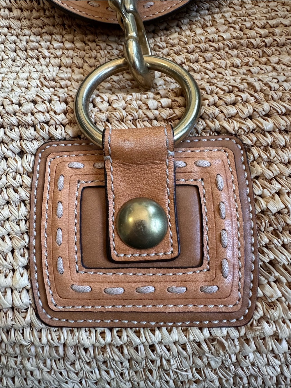 Coach Straw and Tan Woven Hobo Bag - Picture 5 of 11